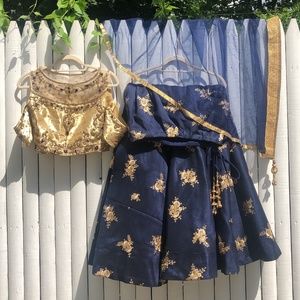 Navy Cold Shoulder Lehenga / Indian Party Dress